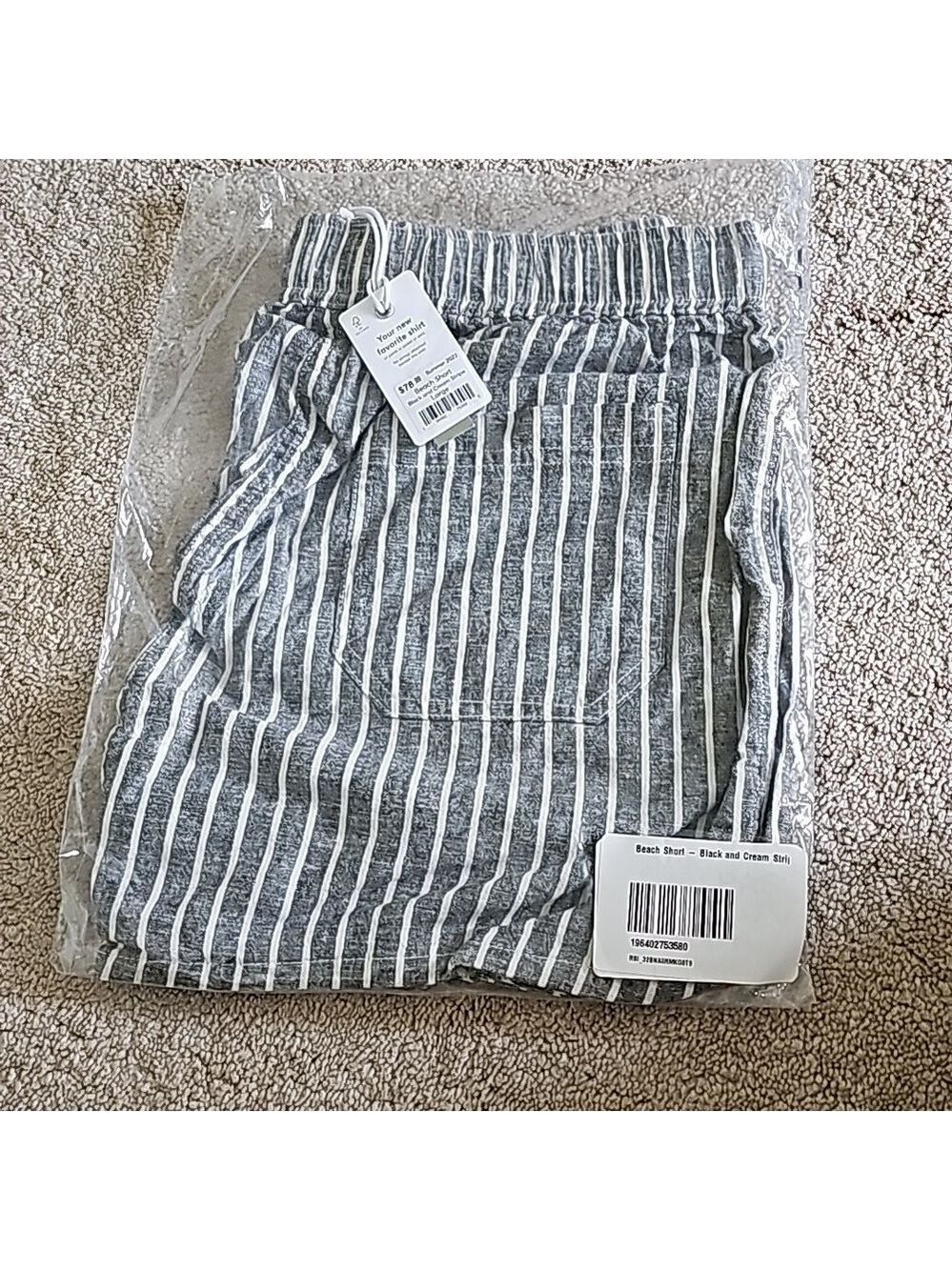 Marine Layer Black Cream Stripe Beach Short - Picture 8 of 8